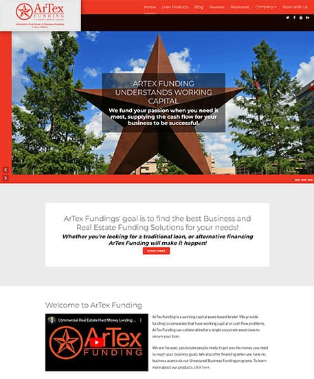 ArTex Funding Solutions website by Revolution Web Studios