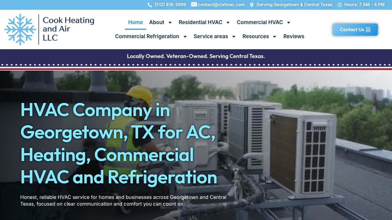 Cook Heating and Air website by Revolution Web Studios