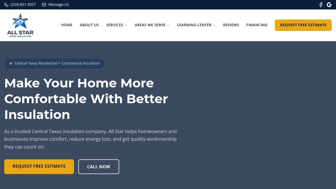 All Star Home Insulation website by Revolution Web Studios