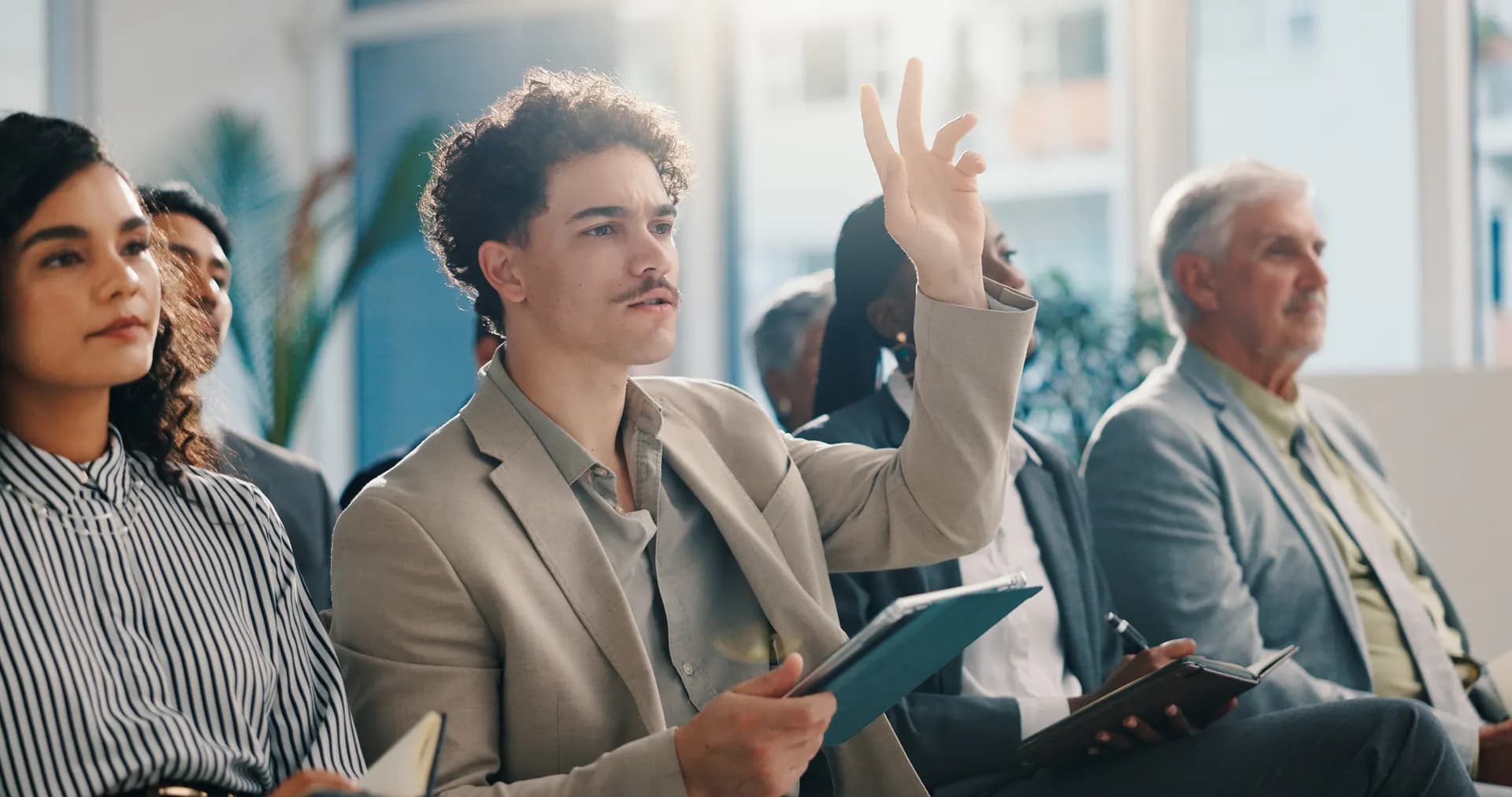 Professional asking a question during a business strategy session